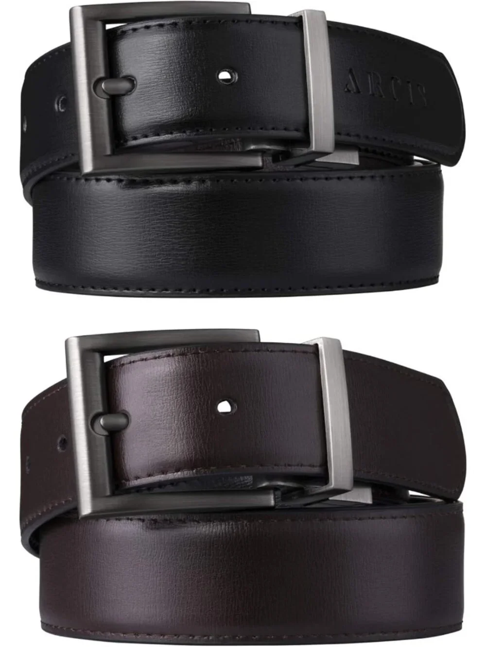 Reversible Men's Belt - Black & Brown Cowhide Minimalist Style for Work & Casual